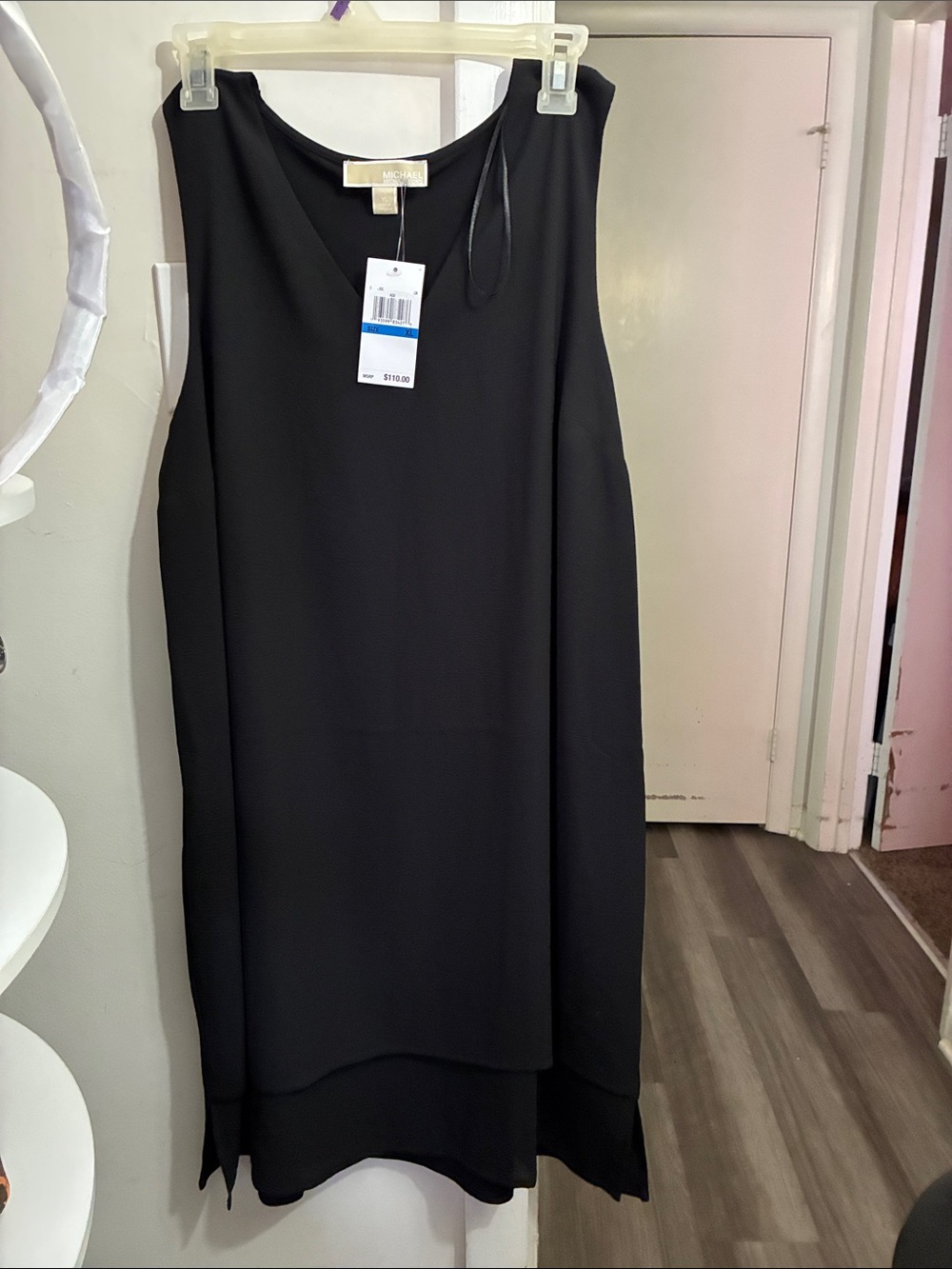 Michael Kors Black Sleeveless Midi Shift Dress